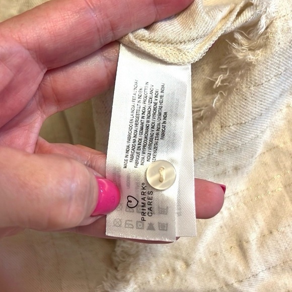 NWT,2-Pc Primark Sustainable,Cotton Blend,Cream Pant/Top Set,Fringed Hem,Size L - Picture 12 of 15